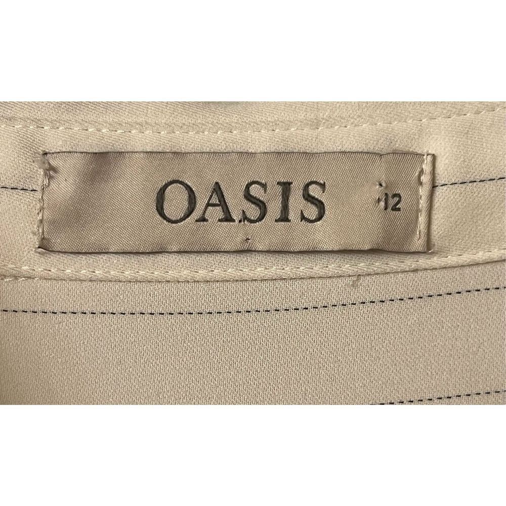 OASIS Women's White With Black Pinstripe Button-Up Long Midi Shirt Dress US 8 - Picture 7 of 12